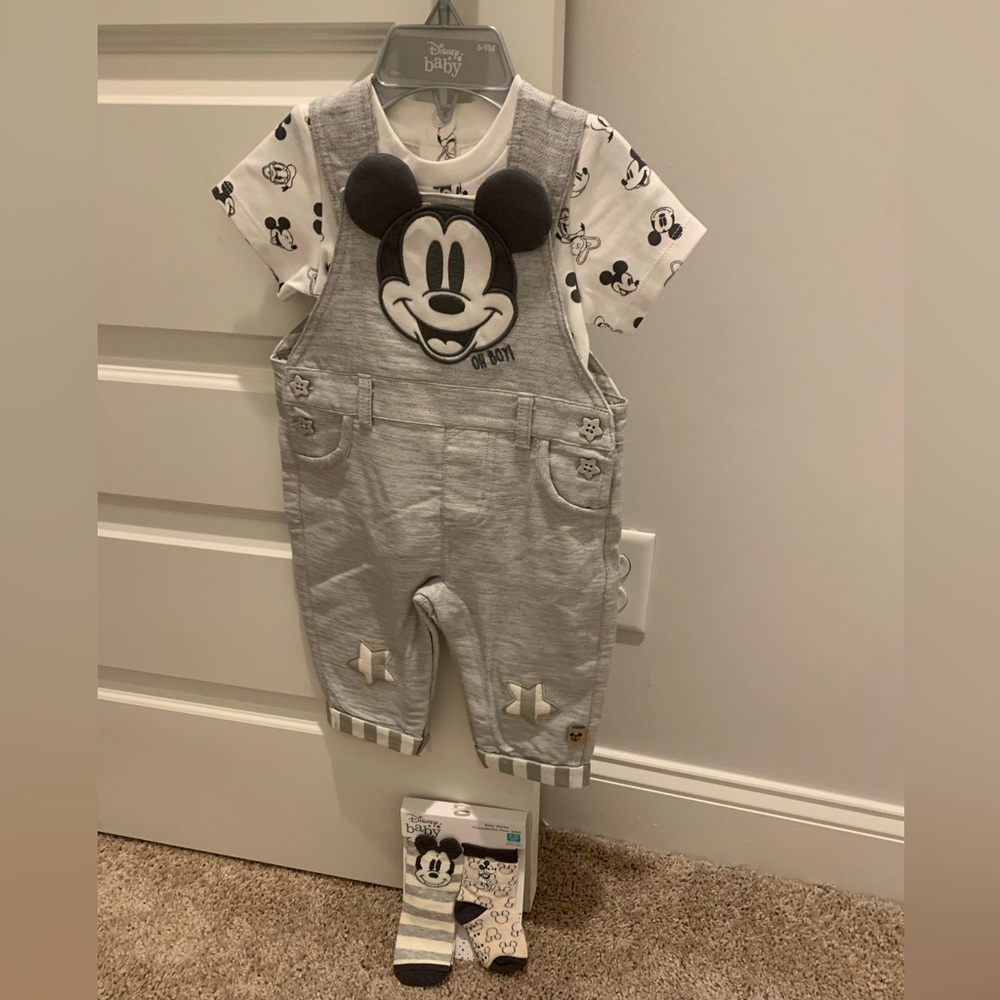 Disney baby mickey over alls and socks